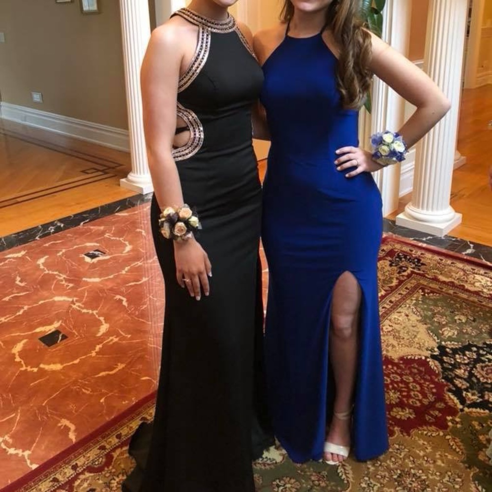 Black Prom Dress w/ Rose Gold gems